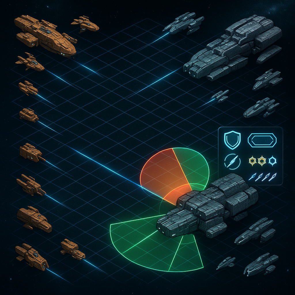 How Combat Works in War for Galaxy: Defense Levels, Weapons, Fire Sectors, and Fleet Assembly