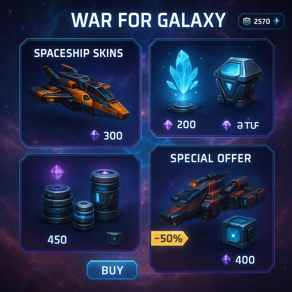 War for Galaxy: In-Game Store and Microtransactions — Advantages and Bonuses